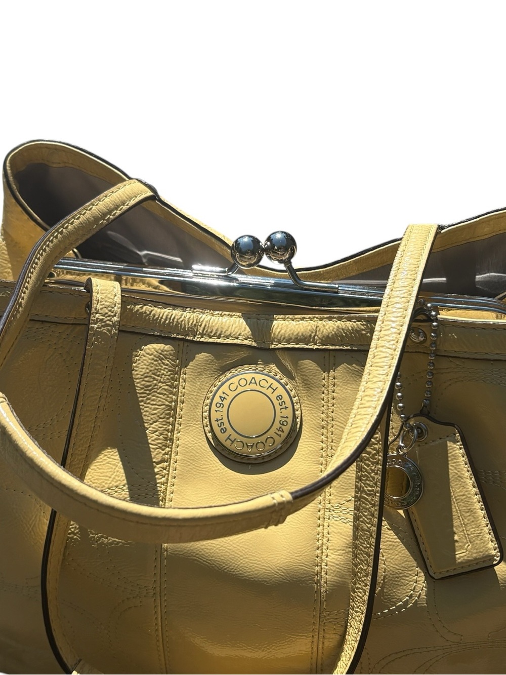 Coach Signature Stitched Patent Leather Kiss lock shoulder Bag 2012 (F19215) - Picture 5 of 16